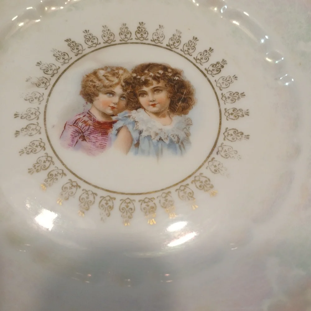 Vintage Decorative Plate with Child Portraits